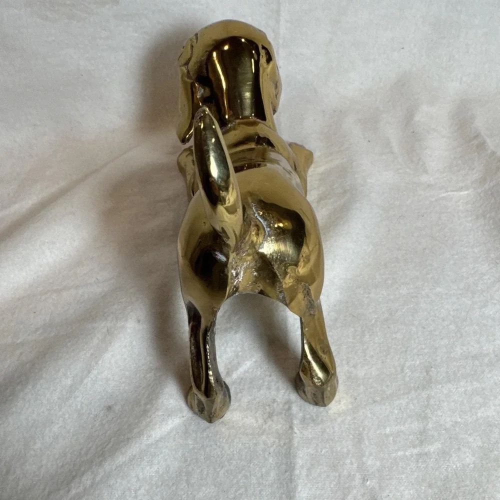 COOL Vintage Solid Brass DOG Puppy Figurine Door Stop Shelf Decor 7.5 X5